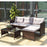 GRAMPS 3 Pcs Rattan Wicker Deck Outdoor Sofa Set