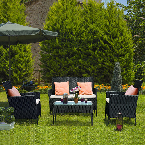 COSTEAY 4 PCS Patio Rattan Wicker Furniture Set