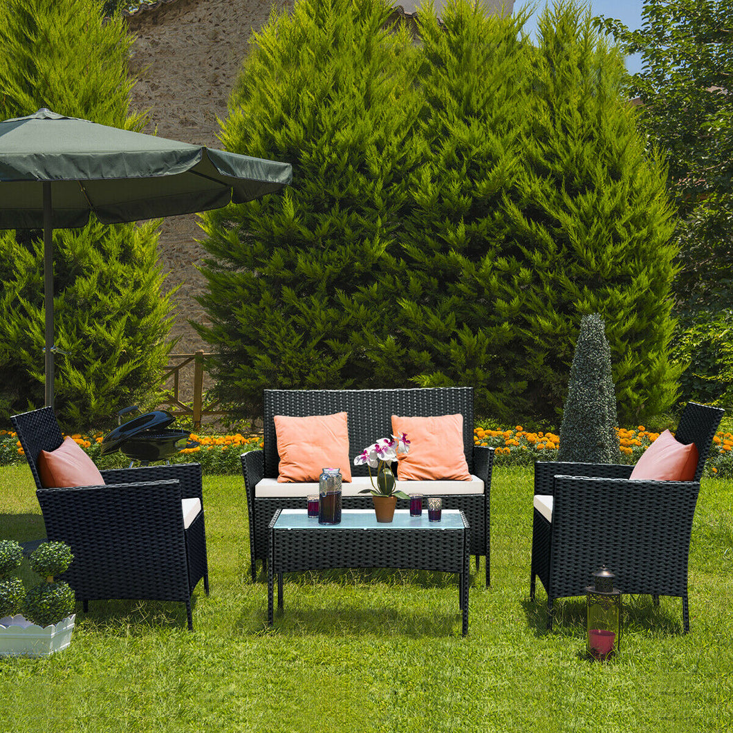 COSTEAY 4 PCS Patio Rattan Wicker Furniture Set