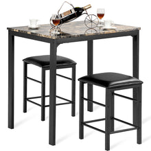 Load image into Gallery viewer, COSTWAY 3 PCS Counter Height Dining Set Faux Marble Table with 2 Stools