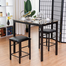 Load image into Gallery viewer, COSTWAY 3 PCS Counter Height Dining Set Faux Marble Table with 2 Stools