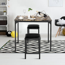 Load image into Gallery viewer, COSTWAY 3 PCS Counter Height Dining Set Faux Marble Table with 2 Stools