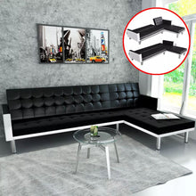 Load image into Gallery viewer, Black /White Leather Corner Sofa Bed