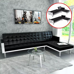 Black /White Leather Corner Sofa Bed