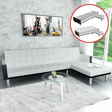 Load image into Gallery viewer, Black /White Leather Corner Sofa Bed