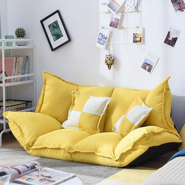 Linen Fabric Upholstery Adjustable Floor Sofa Bed