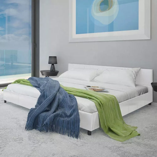 VidaXL Top Quality Artificial Leather White bed 180 × 200 cm
