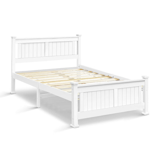 White Wooden Bed Frame 204 x 149 cm