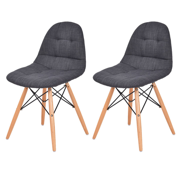 COSTWAY Set of 2 Mid Century Style Upholstered Dining Chairs