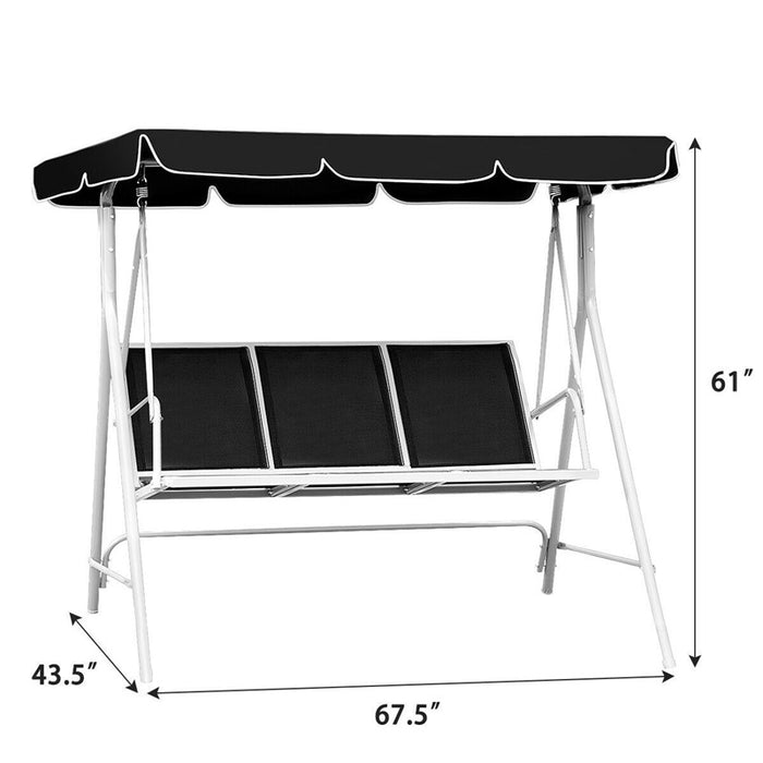 CANOPY 3 Persons Patio Deck Swing Bench