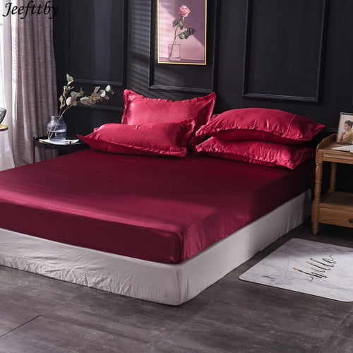 Home Textiles Luxury 100% Silk Fitted Sheet Pillowcase Set