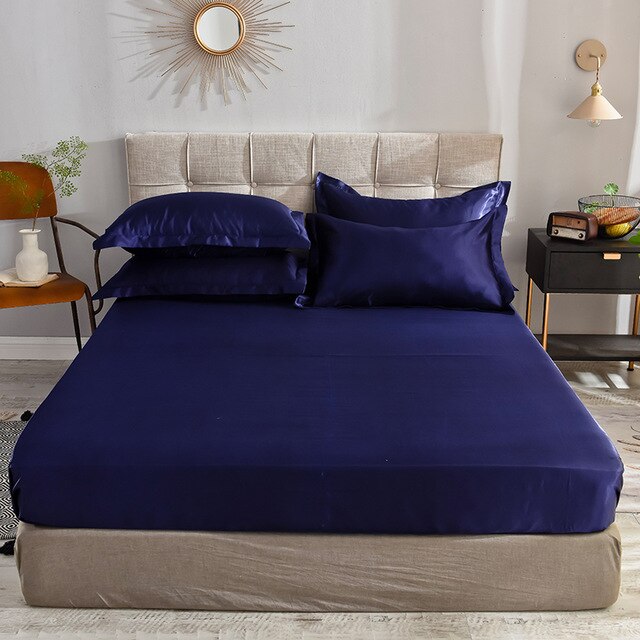 Home Textiles Luxury 100% Silk Fitted Sheet Pillowcase Set