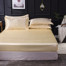 Load image into Gallery viewer, Home Textiles Luxury 100% Silk Fitted Sheet Pillowcase Set
