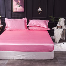 Load image into Gallery viewer, Home Textiles Luxury 100% Silk Fitted Sheet Pillowcase Set