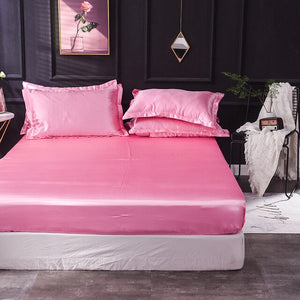 Home Textiles Luxury 100% Silk Fitted Sheet Pillowcase Set