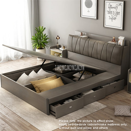 NORD Modern Wooden Bedroom Furniture With 3 Storage Drawer + High Density Sponge Mattress + Two bedside Cabinets