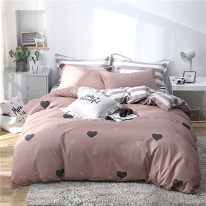 Tropical Leaf Plaids Geometric 4pcs Bed Set