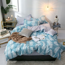 Load image into Gallery viewer, Tropical Leaf Plaids Geometric 4pcs Bed Set