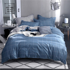 Tropical Leaf Plaids Geometric 4pcs Bed Set