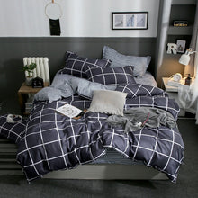 Load image into Gallery viewer, Tropical Leaf Plaids Geometric 4pcs Bed Set
