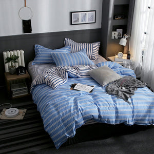 Tropical Leaf Plaids Geometric 4pcs Bed Set