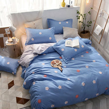 Load image into Gallery viewer, Tropical Leaf Plaids Geometric 4pcs Bed Set