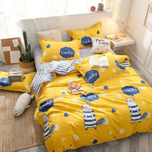 Load image into Gallery viewer, Tropical Leaf Plaids Geometric 4pcs Bed Set