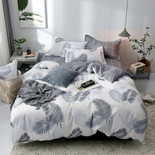 Load image into Gallery viewer, Tropical Leaf Plaids Geometric 4pcs Bed Set