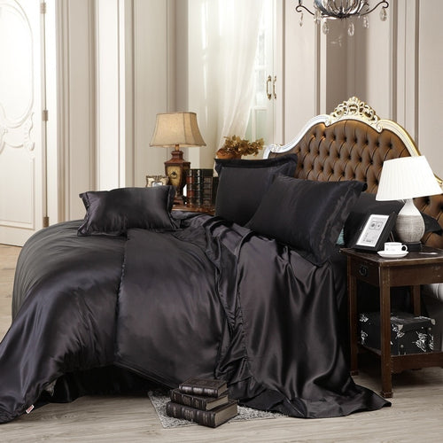 Summer Silk Sheet Sets 4 Pcs with Duvet Cover