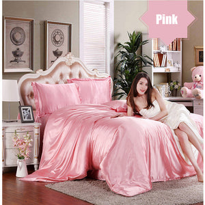 Summer Silk Sheet Sets 4 Pcs with Duvet Cover