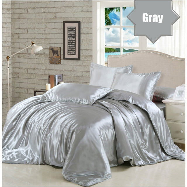 Summer Silk Sheet Sets 4 Pcs with Duvet Cover
