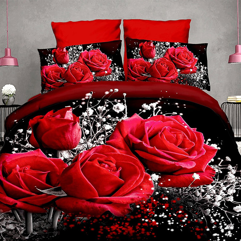 LANGRIA 3D Rose Print Bedding Sets