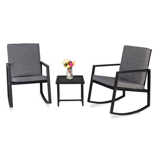 Rocking Chairs Set 3 Pcs Outdoor Patio Furniture