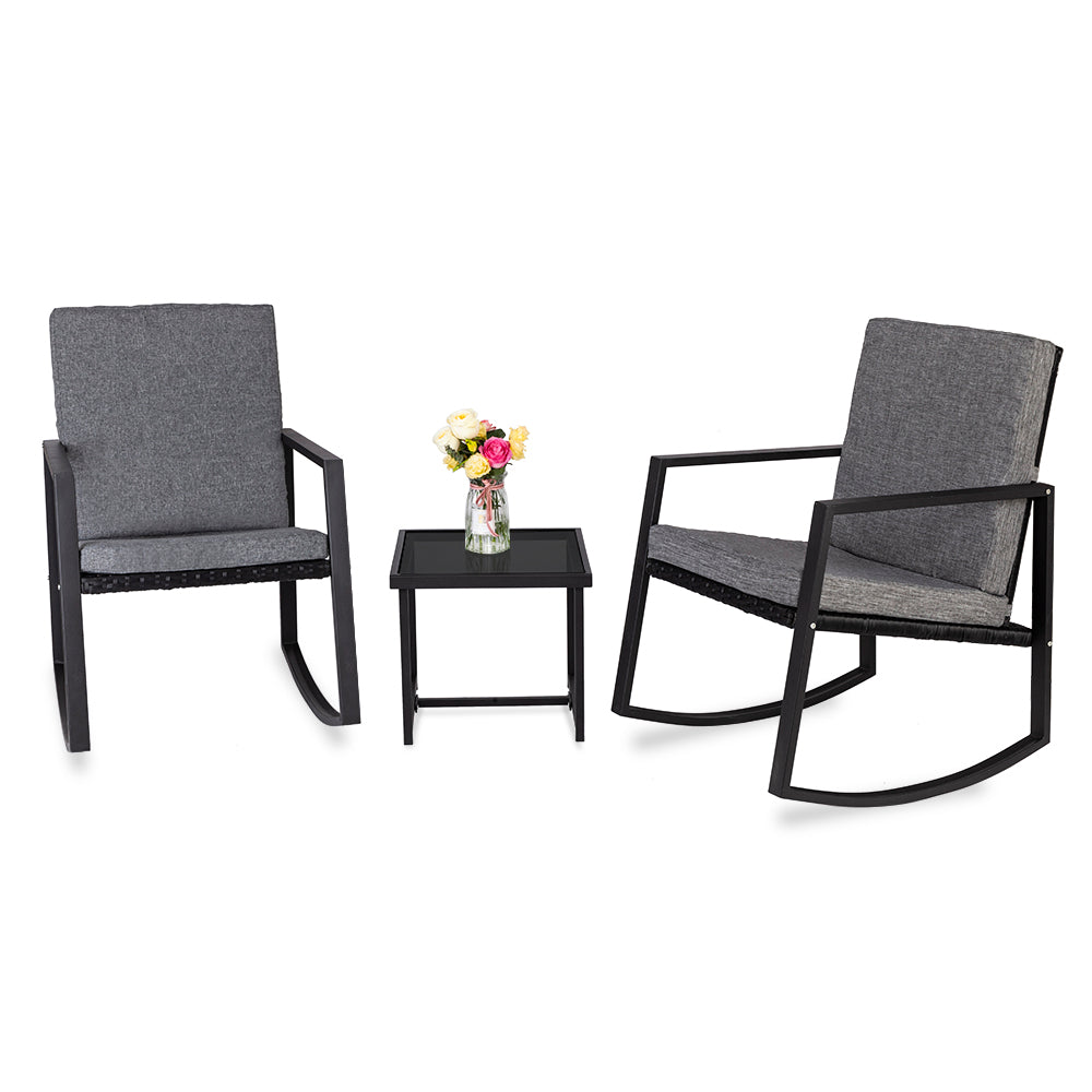 Rocking Chairs Set 3 Pcs Outdoor Patio Furniture