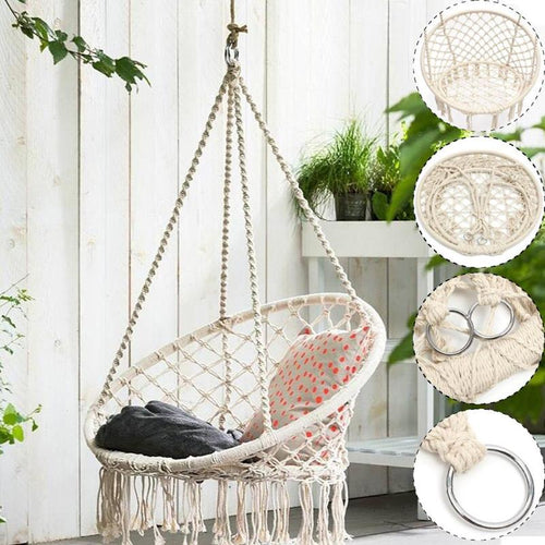 Beige Hanging Outdoor Hammock Chair