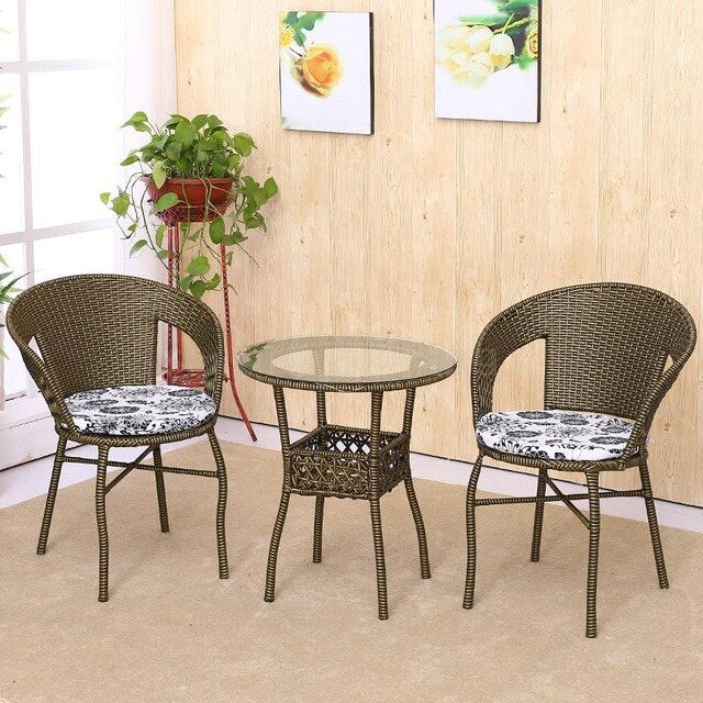 Cane Chair Tea Table 3 PCS