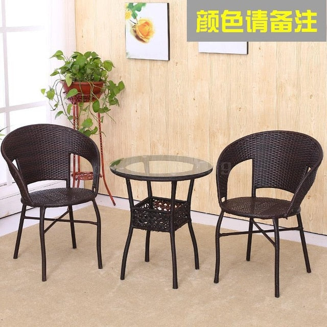 Cane Chair Tea Table 3 PCS
