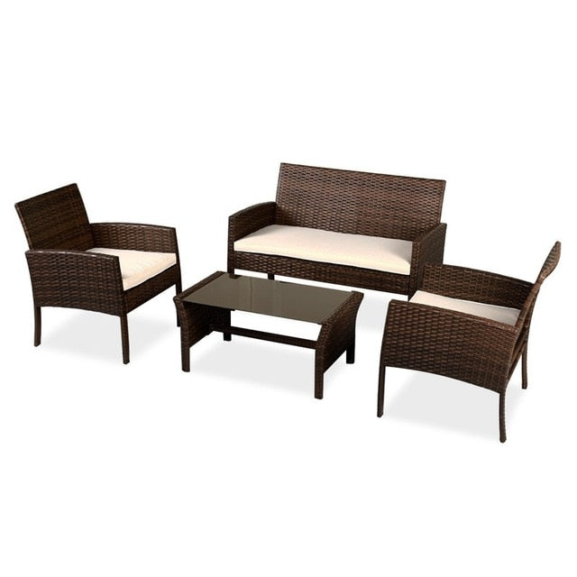 OLA 4 pcs Patio Set with Steel Frame, Coffee Table and Cushions