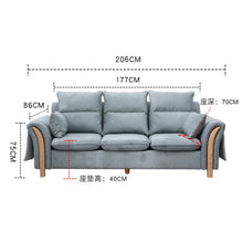 Load image into Gallery viewer, Scandinavian Minimalist Fabric Ash Solid Wood 3 Seater Sofa