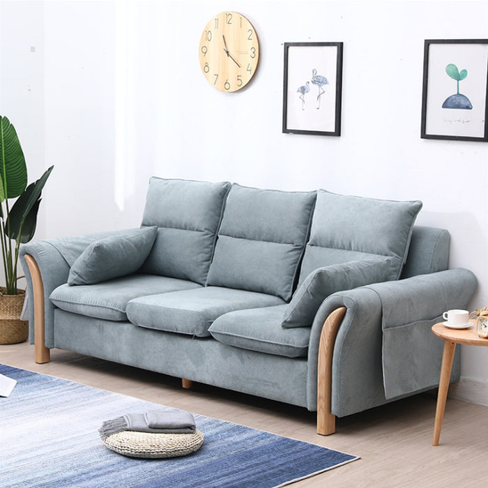 Scandinavian Minimalist Fabric Ash Solid Wood 3 Seater Sofa