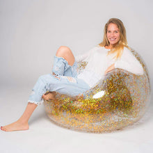 Load image into Gallery viewer, Transparent Inflatable Sofa PVC Lazy Bag with Rose Gold Glitter