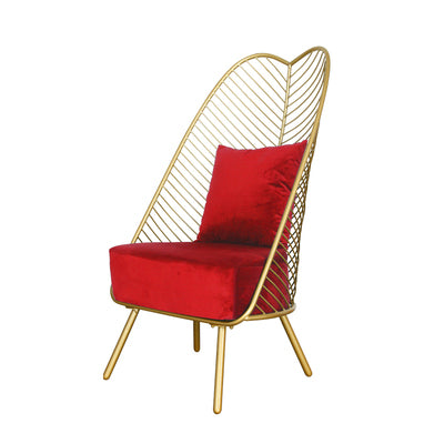 Nordic Luxury Iron Golden Sofa Leisure Chair with High Back