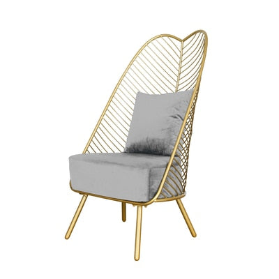 Nordic Luxury Iron Golden Sofa Leisure Chair with High Back