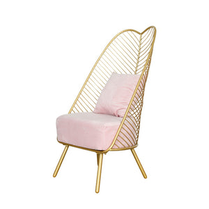 Nordic Luxury Iron Golden Sofa Leisure Chair with High Back