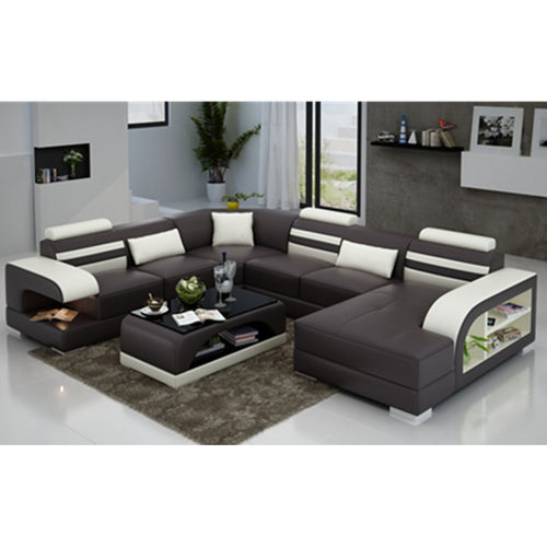 Espresso Faux Leather Corner Sofa