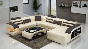Espresso Faux Leather Corner Sofa
