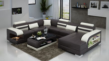 Load image into Gallery viewer, Espresso Faux Leather Corner Sofa