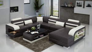Espresso Faux Leather Corner Sofa