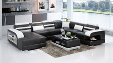 Load image into Gallery viewer, Espresso Faux Leather Corner Sofa