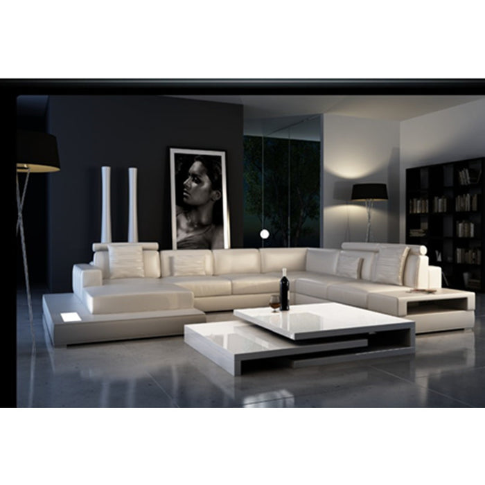 Black Living Room Leather Corner Sofa